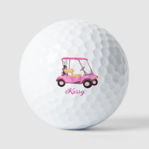 Pink Watercolor Personalised Golf Cart Golf Balls