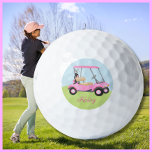 Pink Watercolor Personalised Golf Cart Golf Balls<br><div class="desc">She'll have fun with this personalised pink watercolor golf cart -- with her golf clubs -- ready to ride any course. Any special requests or design questions,  just send a chat or an email to charmdesignstudio@rcn.com and we'll be delighted to assist.</div>
