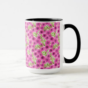 Pink watercolor petunia flower pattern mug