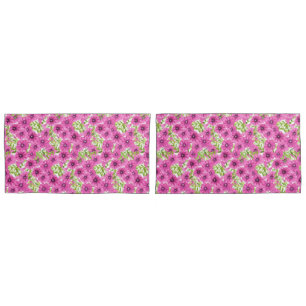 Pink watercolor petunia flower pattern pillowcase