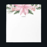 Pink Watercolor Poinsettia and Hollies Garland Notepad<br><div class="desc">Christmas theme floral notepad featuring watercolor illustrations of pink poinsettia,  berries and holly.  This pink poinsettia notepad will be perfect as a personalised gift. Personalise by adding a name or short phrase.</div>
