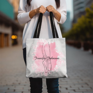 Pink Watercolor Pointe Shoes Tote Bag