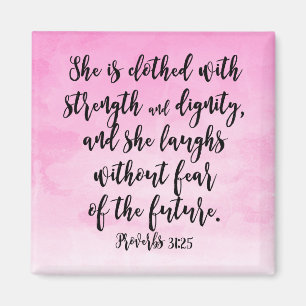 Pink Watercolor Proverbs 31 Christian Womens Bible Magnet