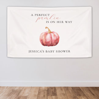 Pink Watercolor Pumpkin Baby Shower Banner
