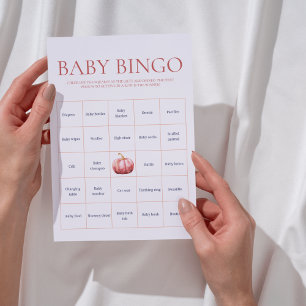 Pink Watercolor Pumpkin Baby Shower Bing Game