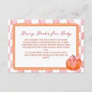 Pink Watercolor Pumpkin Baby Shower Books For Baby Enclosure Card
