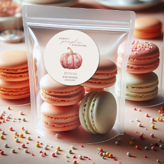 Pink Watercolor Pumpkin Baby Shower Classic Round Sticker
