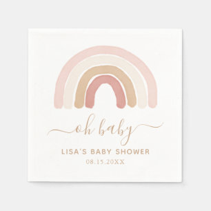 Pink Watercolor Rainbow Baby Shower Napkin