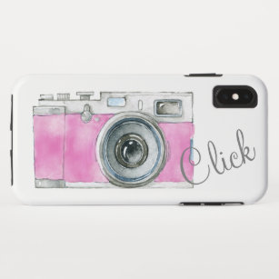 Pink Watercolor Retro Camera Photographer Logo Case-Mate iPhone Case