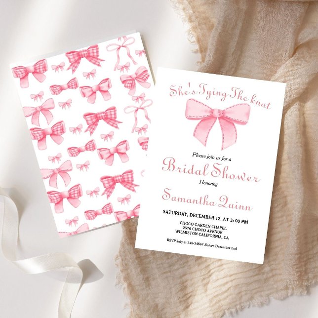 Pink Watercolor Ribbon Blush Bridal Shower Party Invitation (Creator Uploaded)