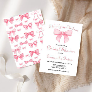 Pink Watercolor Ribbon Blush Bridal Shower Party Invitation