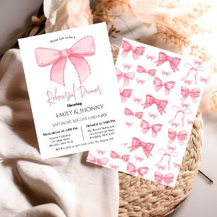 Pink Watercolor Ribbon Blush Rehearsal Dinner Invitation