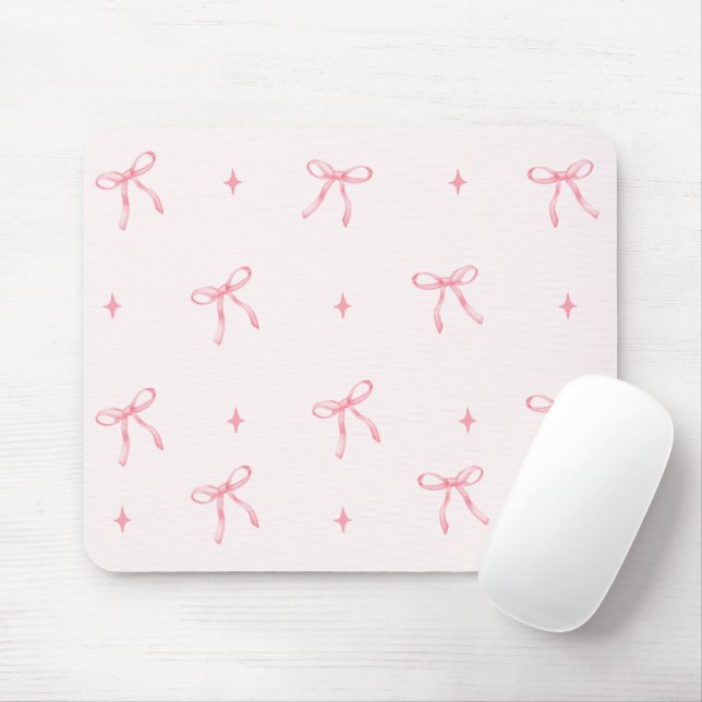 Pink Watercolor Ribbon Mouse Mat (With Mouse)
