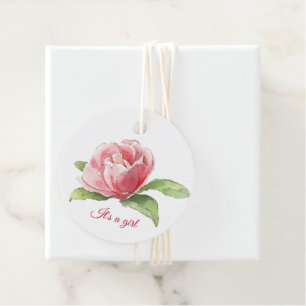 Pink Watercolor Rose Favour Tags