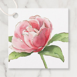 Pink Watercolor Rose Gift Tag