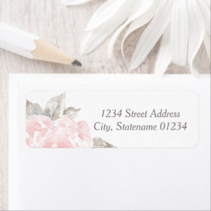 Pink Watercolor Rose Wedding Return Address