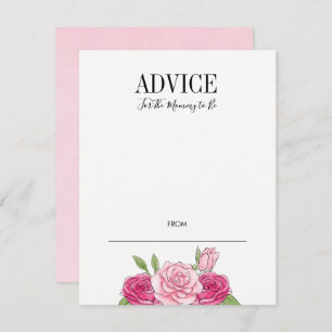 Pink Watercolor Roses Baby Shower Advice Card