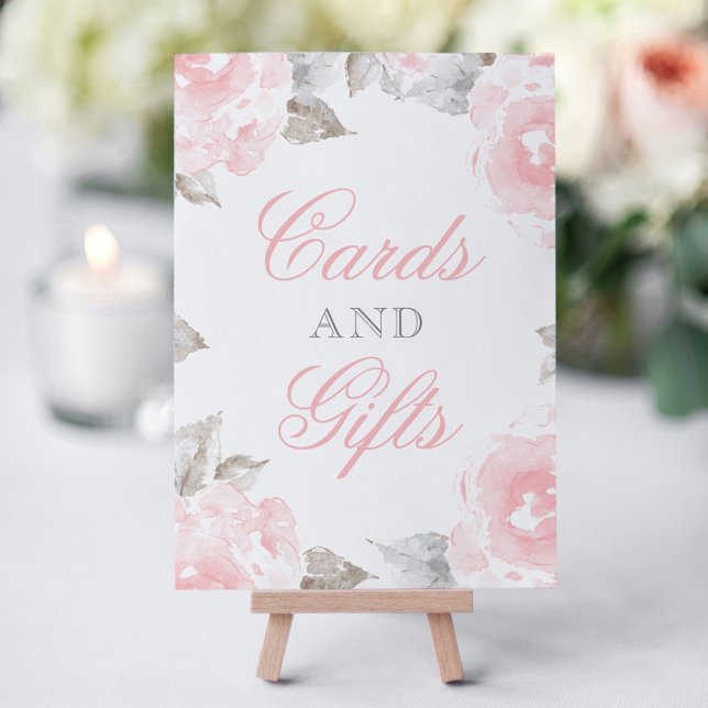 Pink Watercolor Roses Cards and Gifts Sign (Creator Uploaded)