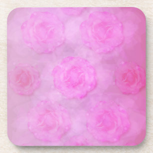 PINK Watercolor roses Coaster