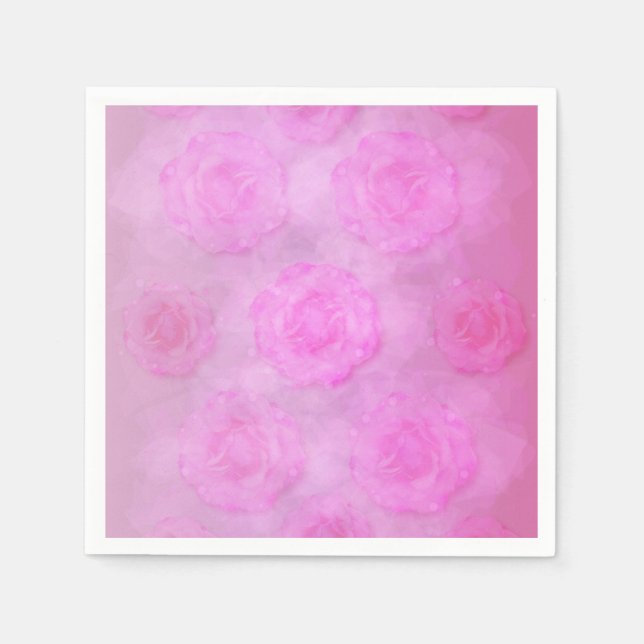 PINK Watercolor roses Napkin (Front)