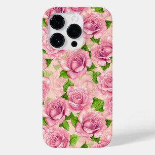 Pink watercolor roses pattern Case-Mate iPhone 14 pro case