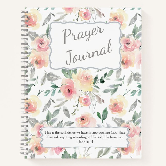 Pink Watercolor Roses Pattern Prayer Journal (Front)