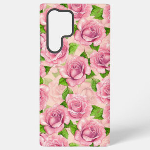 Pink watercolor roses pattern samsung galaxy case