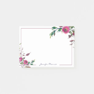 Pink watercolor roses personalised post-it notes