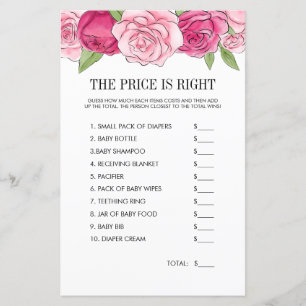 Pink Watercolor Roses Price Is Right Game
