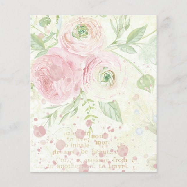 Pink watercolor roses scrapbook background (Front)