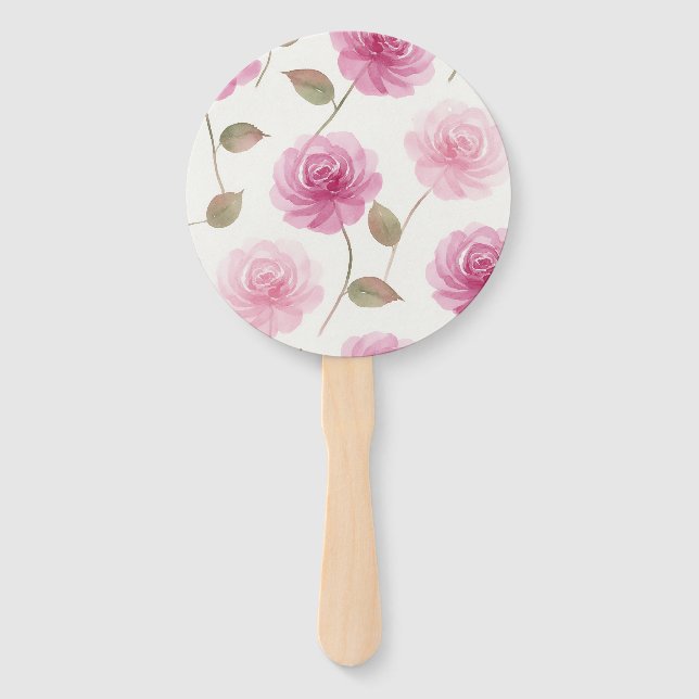 Pink Watercolor Roses Set of Fans (Front)