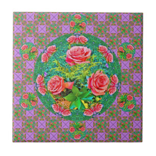 Pink Watercolor Roses Tile
