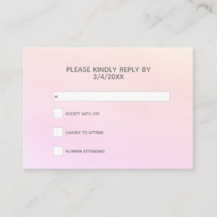 Pink watercolor RSVP response Enclosure Card