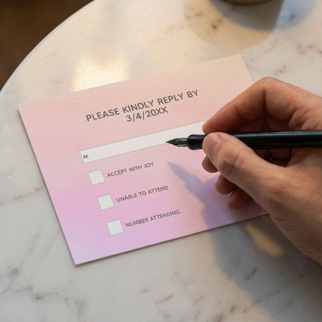 Pink watercolor RSVP response Enclosure Card (Pink watercolor RSVP response Enclosure Card.)