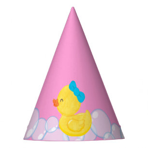 Pink Watercolor Rubber Duck Party Hat