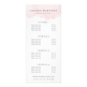 Pink Watercolor Salon Price List Service Menu