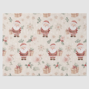 Pink Watercolor Santa Christmas with Snowflakes Tissue Paper