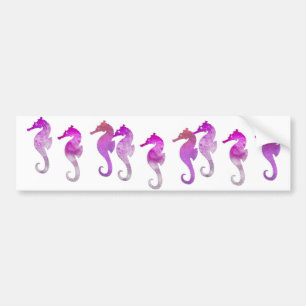Pink Watercolor Seahorses Bumper Sticker