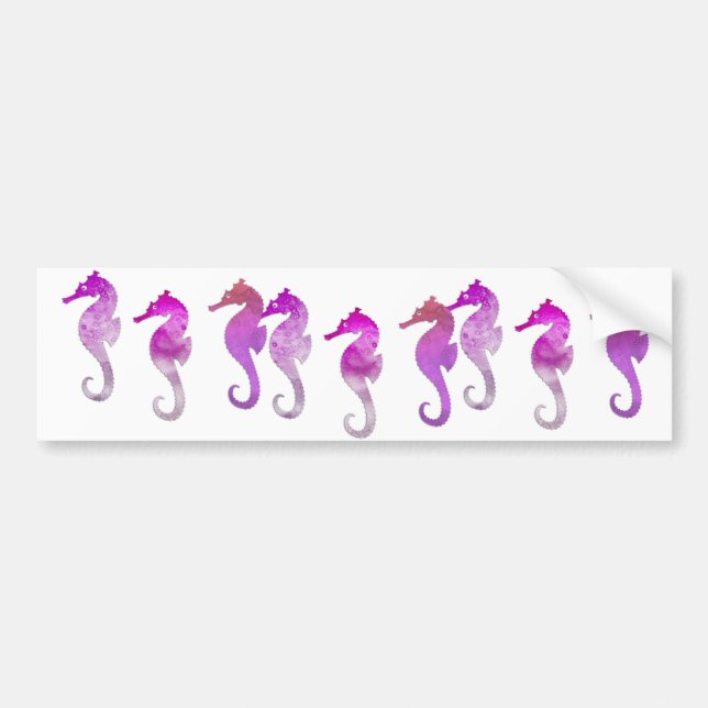 Pink Watercolor Seahorses Bumper Sticker (Front)