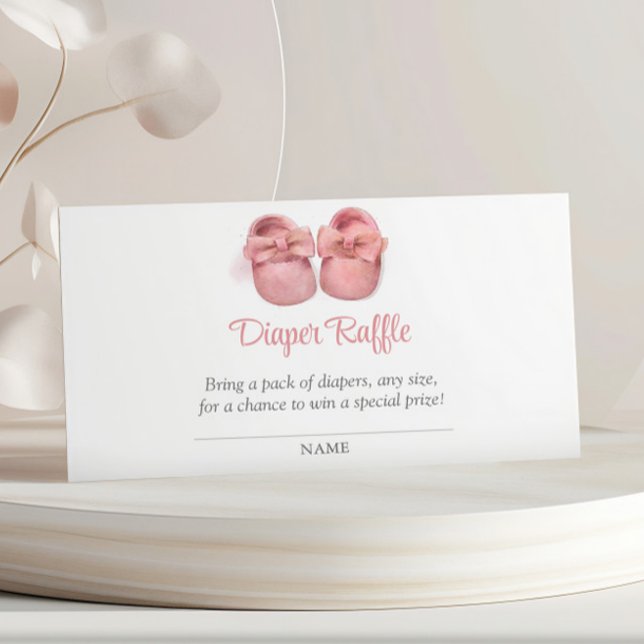 Pink Watercolor Shoes Baby Shower Diaper Raffle Enclosure Card (Creator Uploaded)