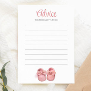 Pink Watercolor Shoes Girl Baby Shower Advice Card