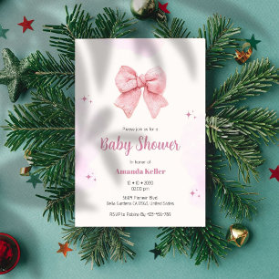 Pink Watercolor Simple Cute Baby Shower Invitation