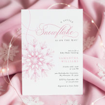 Pink Watercolor Snowflake Baby Shower Invitation