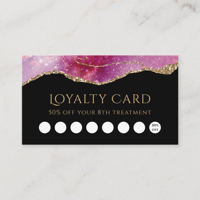 pink watercolor sparkle Loyalty Card (Front)