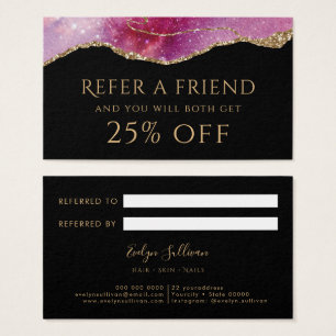 pink watercolor sparkle Referral Card