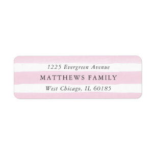 Pink Watercolor Stripe Return Address Labels