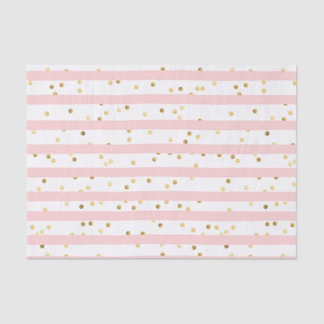Pink Watercolor Stripes Tissue Paper (Front)