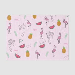 Pink Watercolor Summer Flamingo Pattern Tissue Paper