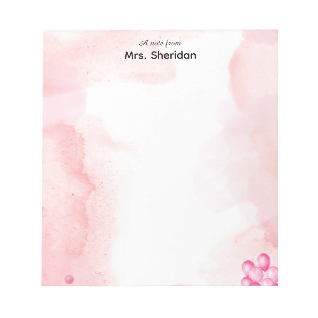Pink Watercolor Teacher Notepad (Front)