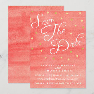 Pink Watercolor Texture Wedding Save The Date Card